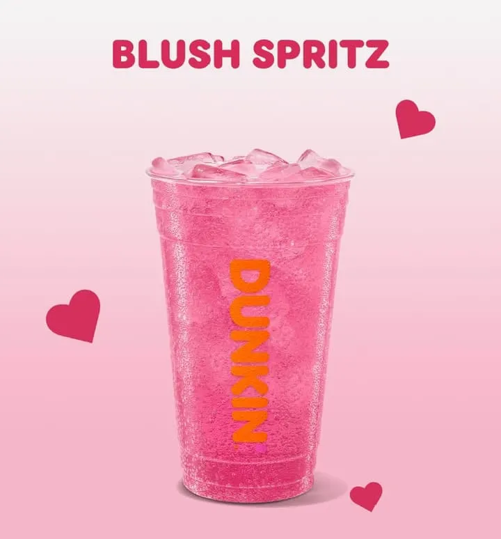 Dunkin’ Valentine’s Menu 2026: All 7 Drinks & Donuts Available Today 5 Blush Spritz Refresher
