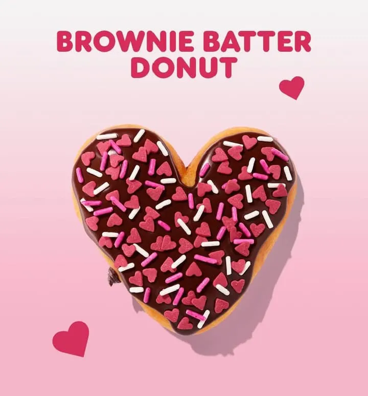 Dunkin’ Valentine’s Menu 2026: All 7 Drinks & Donuts Available Today 11 Brownie Batter Classic Donut