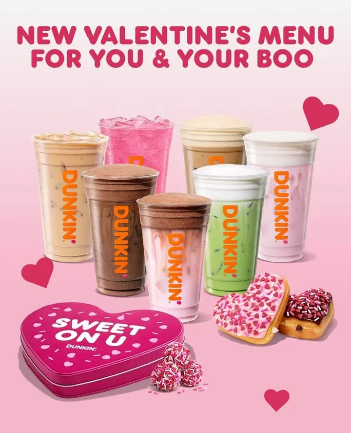 Dunkin’ Valentine’s Menu 2026: All 7 Drinks & Donuts Available Today 2 Dunkin' Valentine's Drinks 2026
